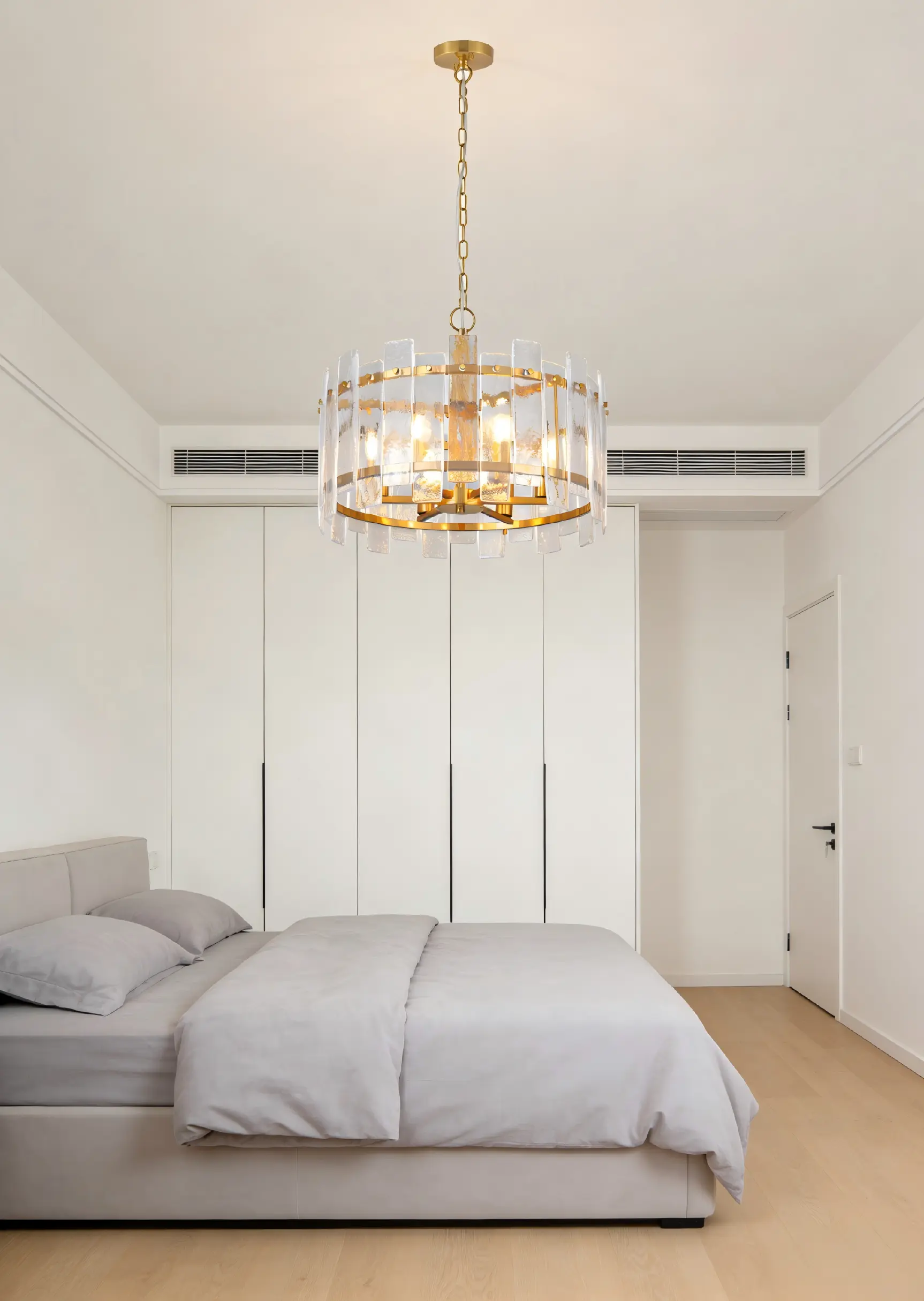 6 Light Textured Glass Cylinder Modern Chandelier
