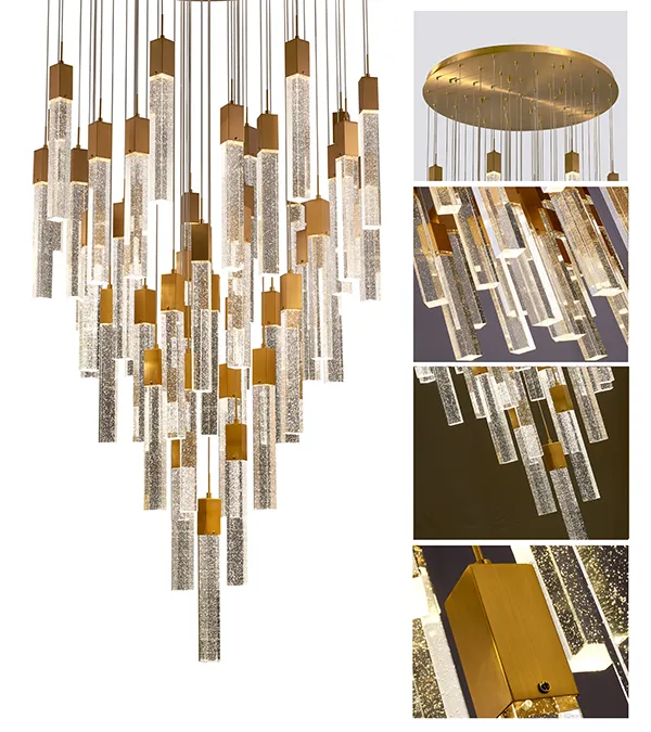Gold Modern Crystal Chandelier For Staircase
